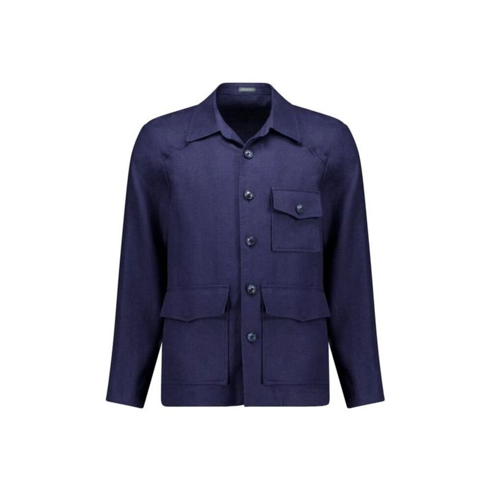 Autore Navy Blue Linen Men's Jacket